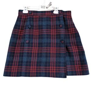 Vintage GAP Wool Blend Plaid Mini Skirt Size 10 Y2K Preppy Tartan Button Front‎